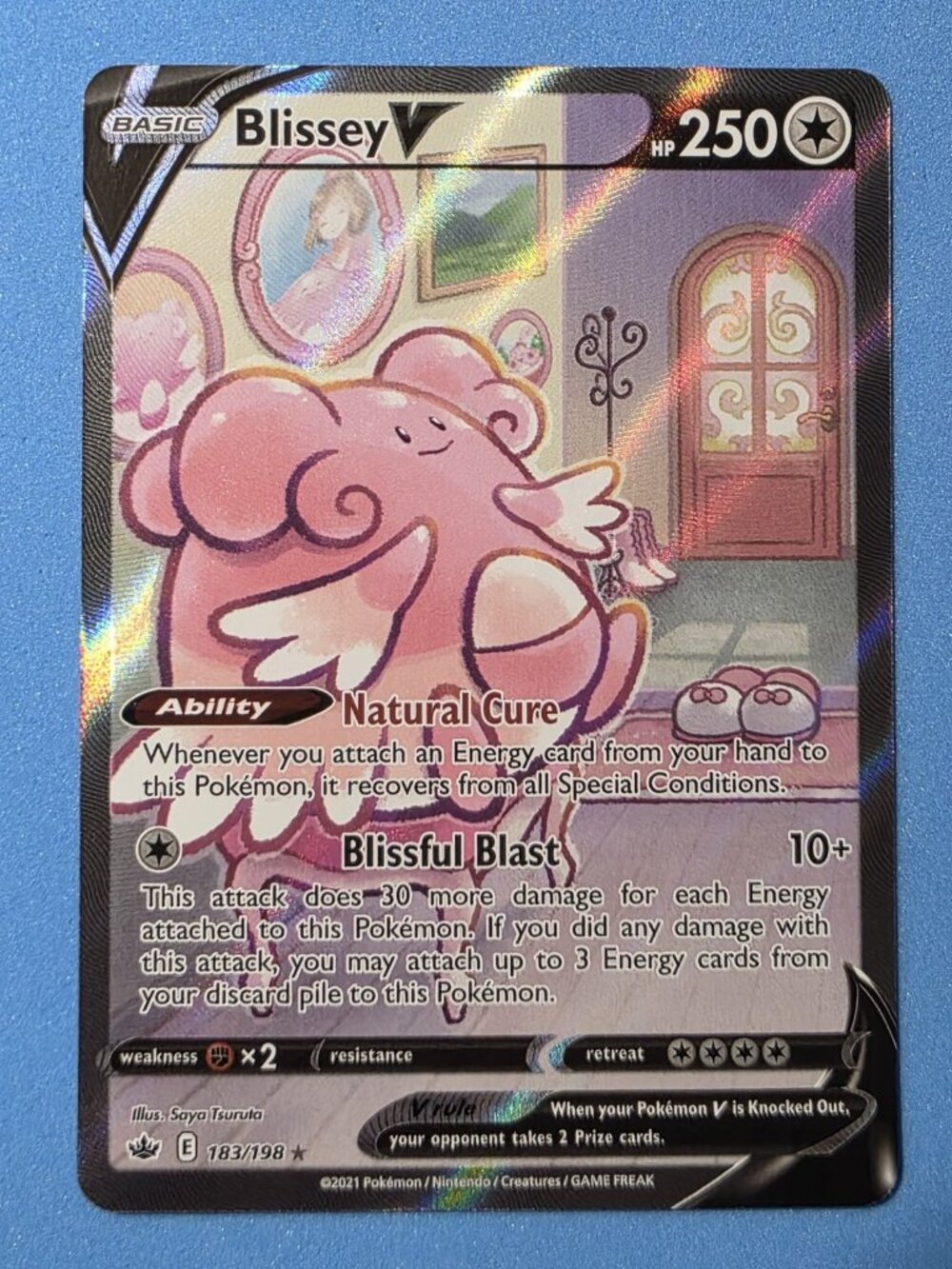 Blissey V (Alternate Full Art) Ultra Rare 183/198 Swsh06 Chilling Reign Holo EN